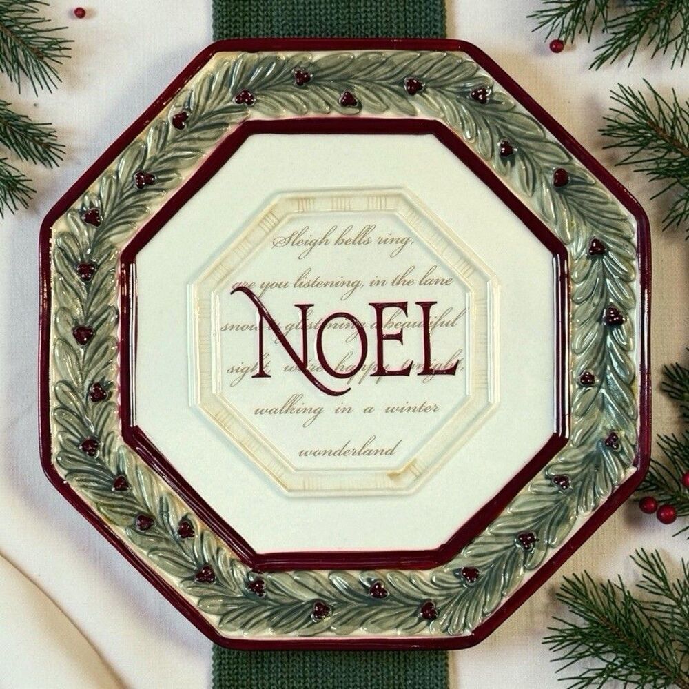 Grasslands Road 8" Octagon Christmas Plate “NOEL” – New Without Box